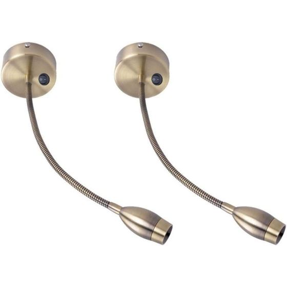 NETTLIFE LED-seinälukuvalo sängynlukulamppu seinäkiinnitys 2 joutsenkaulalamppua sänkyyn pronssi 3W 3000K kupari 360°