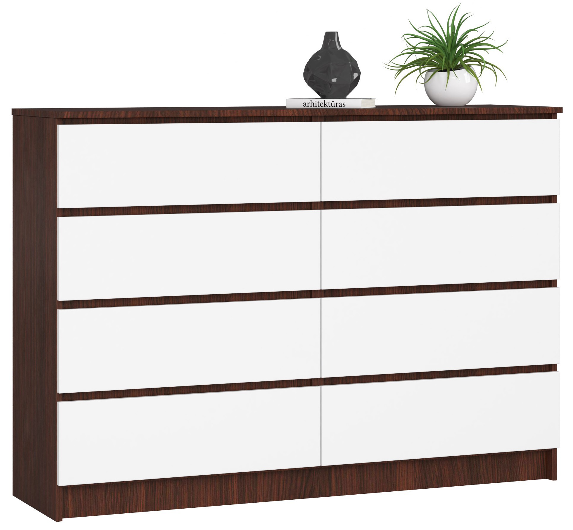 Akord Lipasto 8 laatikkoa Wenge/Valkoinen 138x40x99