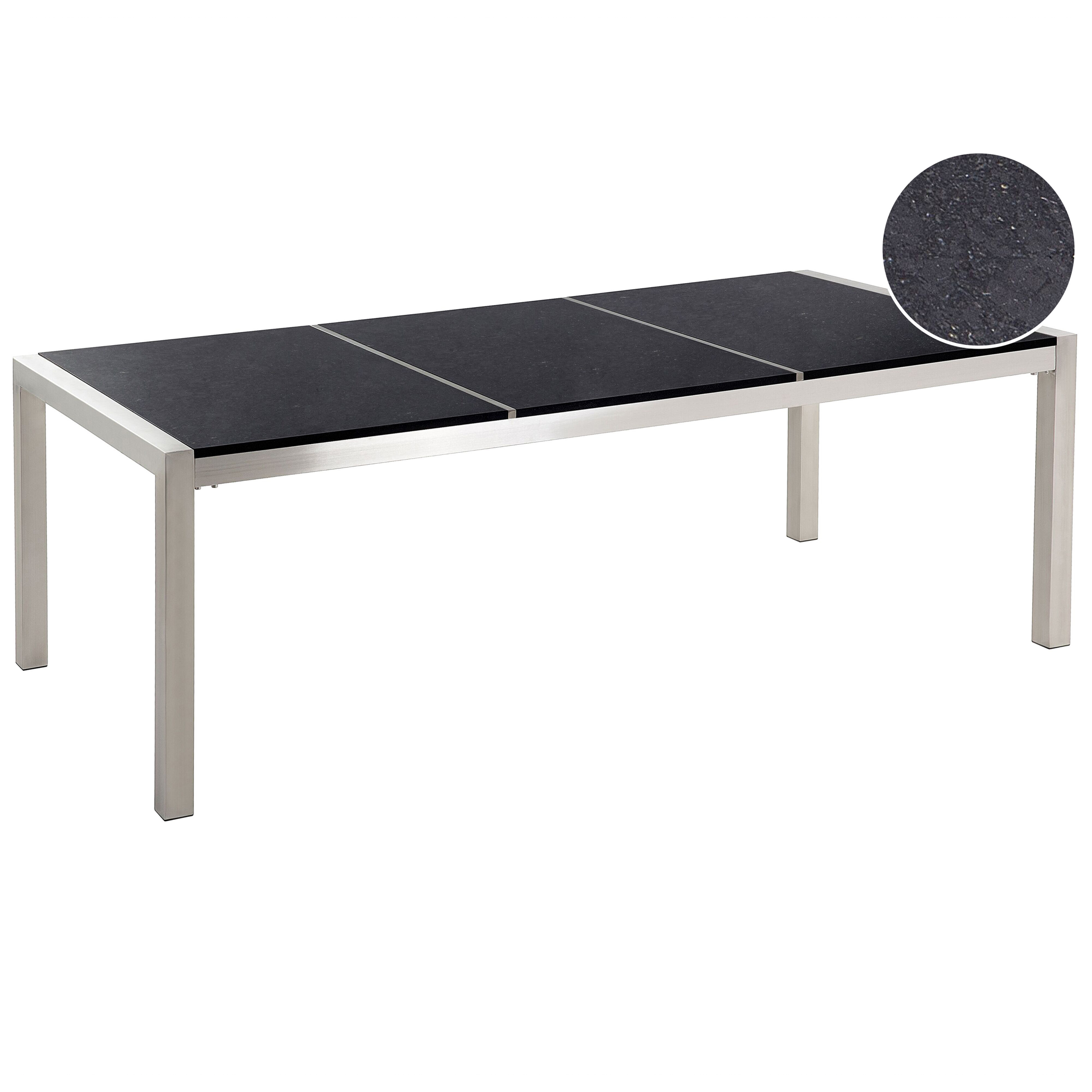 Puutarhapöytä GROSSETO 220 cm 100 cm Kiillotettu graniitti Musta