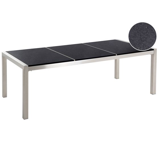Puutarhapöytä GROSSETO 220 cm 100 cm Kiillotettu graniitti Musta