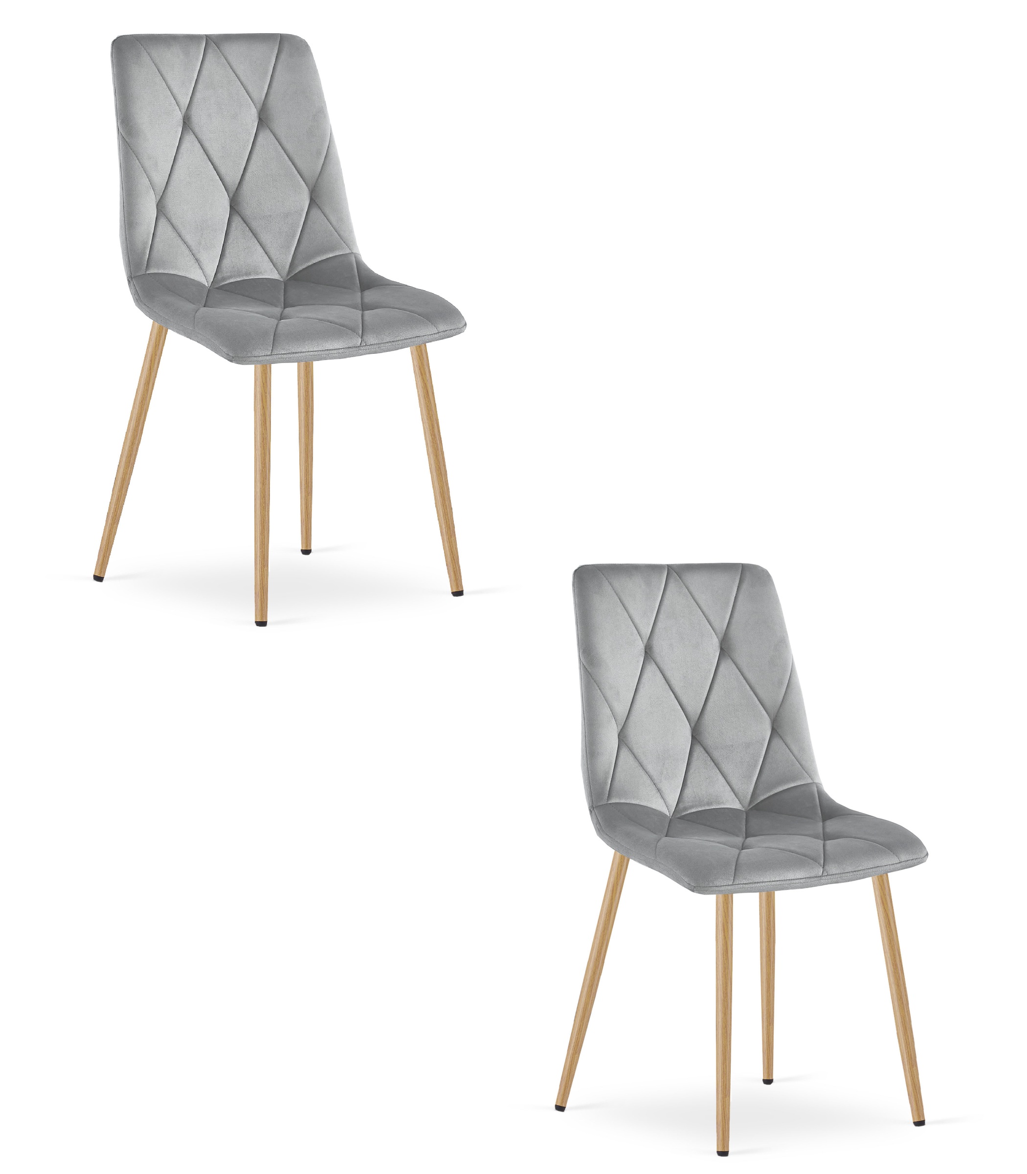 LIBRA-tuoli, vaaleanharmaa sametti, puunväriset jalat (2 kpl)