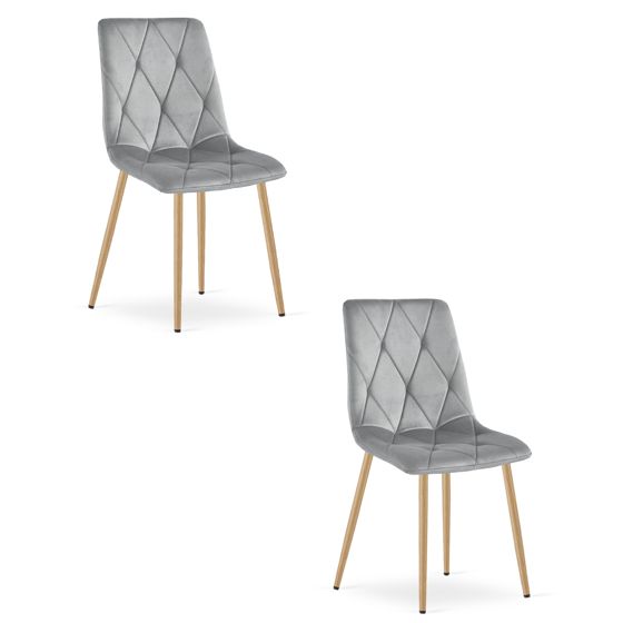 LIBRA-tuoli, vaaleanharmaa sametti, puunväriset jalat (2 kpl)