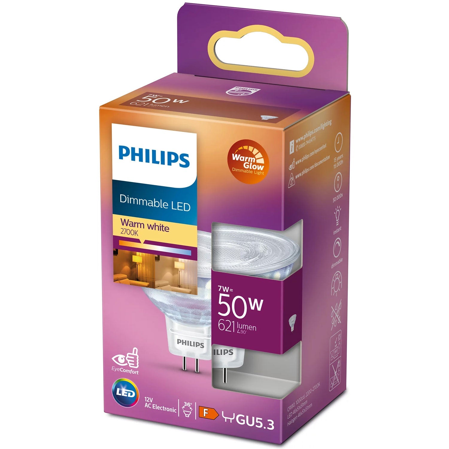 LED GU5.3 Spot 50W 12V Himmennettävä WarmGlow 621lm