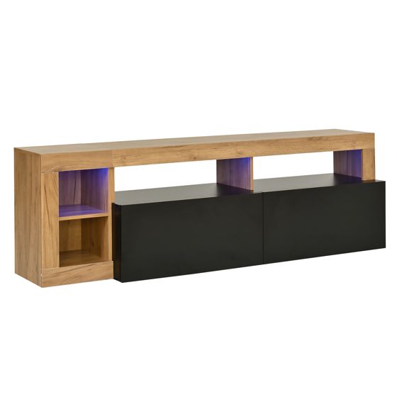 TV-taso 184x42x58 cm musta lastulevy säilytyksellä ja LED-valaistuksella