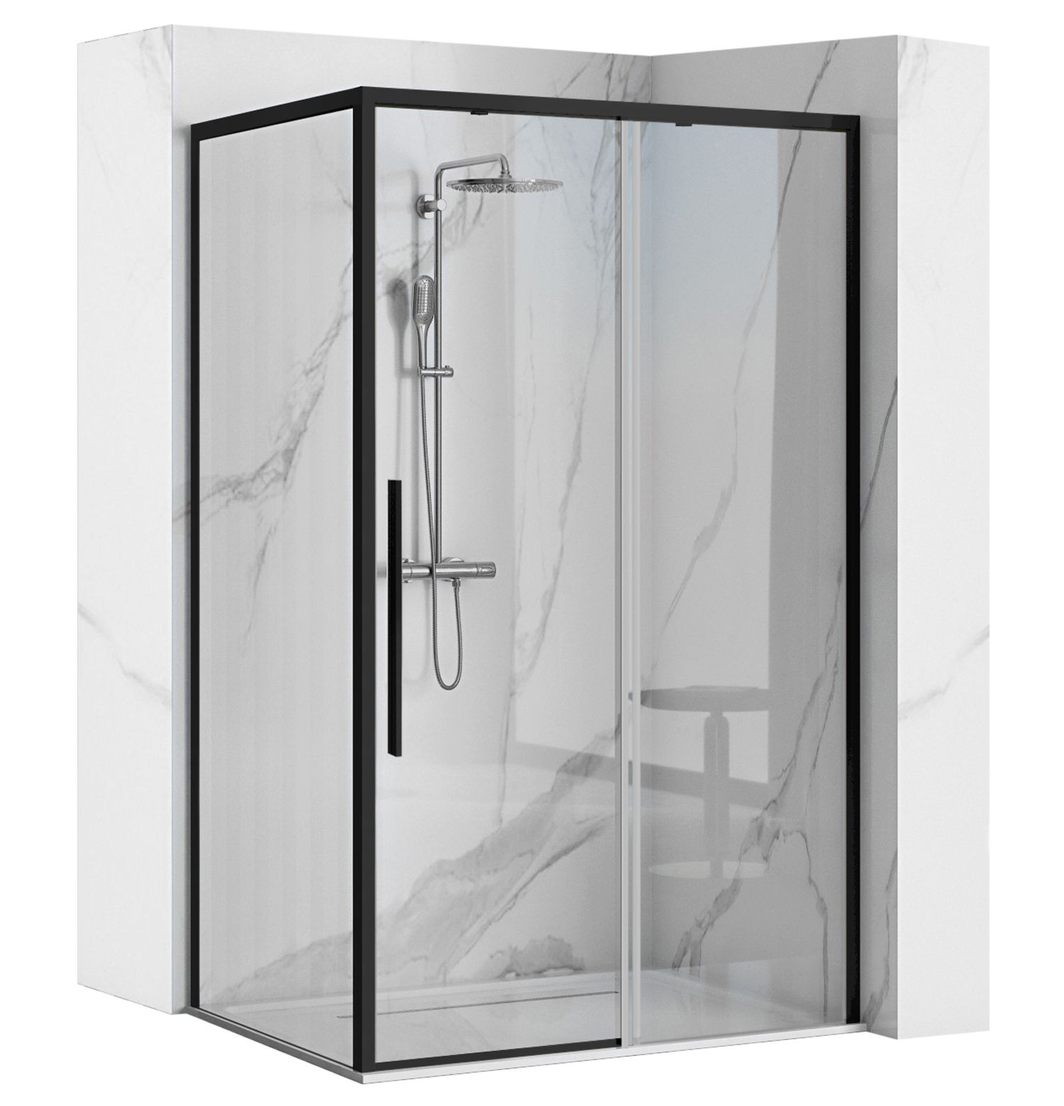 REA Suihkukaappi SOLAR 90x90 musta, 90X90X195CM