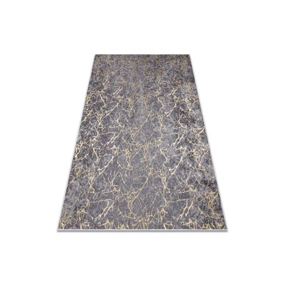 MIRO 11111.2103 matto Marmori, glamour liukumaton - tummanharmaa / kultaa 80x150 cm