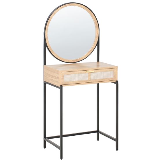 Kampauspöytä peilillä CASSIAR Vaaleanruskea