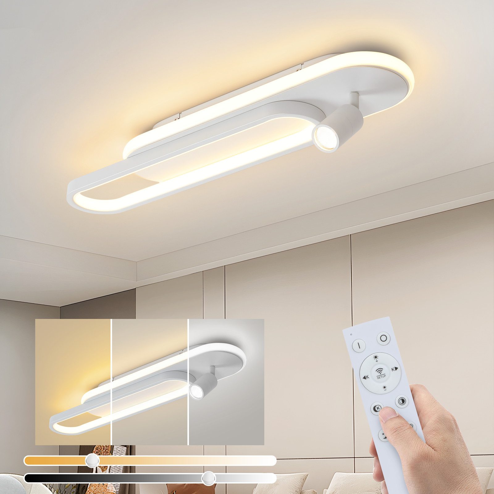 NETTLIFE moderni valkoinen himmennettävä LED - kattovalaisin yhdellä kattospotilla