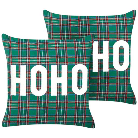 Koristetyynysetti 2 kpl JOYCANDY 45 x 45 cm Vihreä Joulukuvio