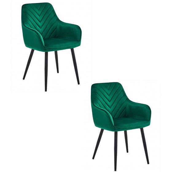 NANA-tuoli 2 kpl, tummanvihreä sametti, mustat jalat