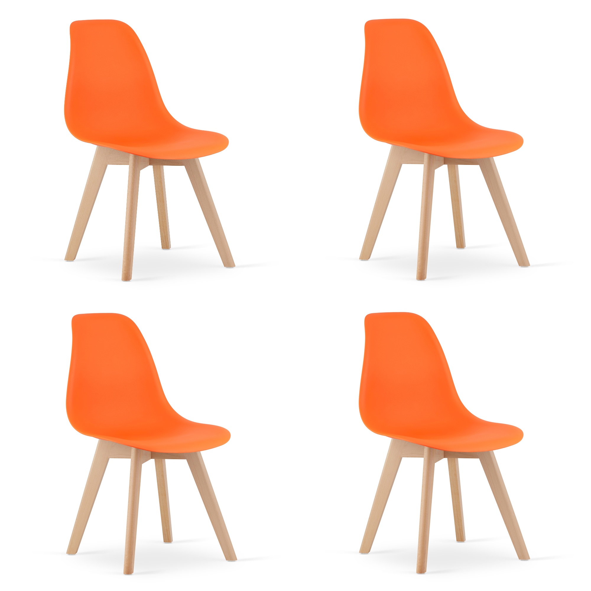 KITO-tuoli, oranssi, luonnonväriset jalat (4 kpl)