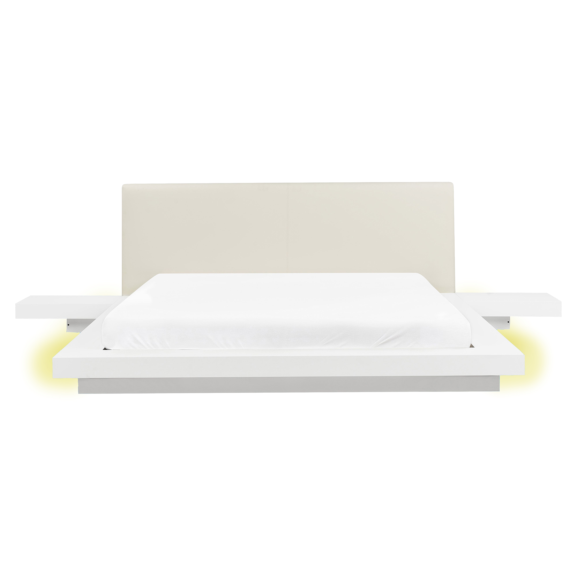 Sänky LED-valoilla keinonahka ZEN 160 x 200 cm Valkoinen