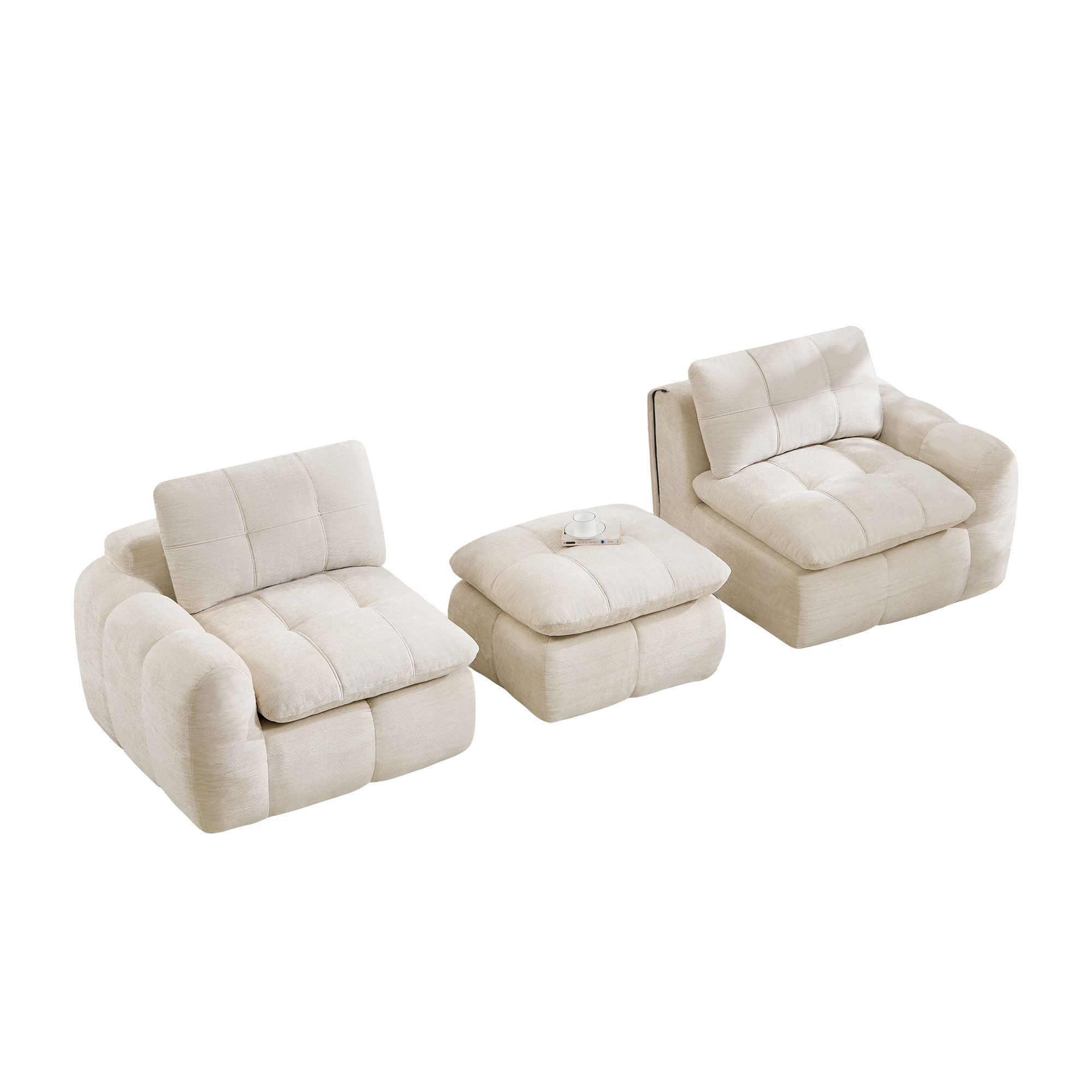moduulisohva 2-paikkainen beige chenille moderni säädettävä