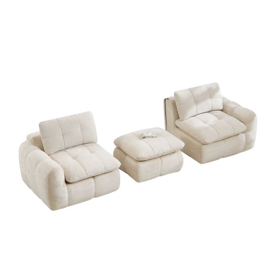 moduulisohva 2-paikkainen beige chenille moderni säädettävä
