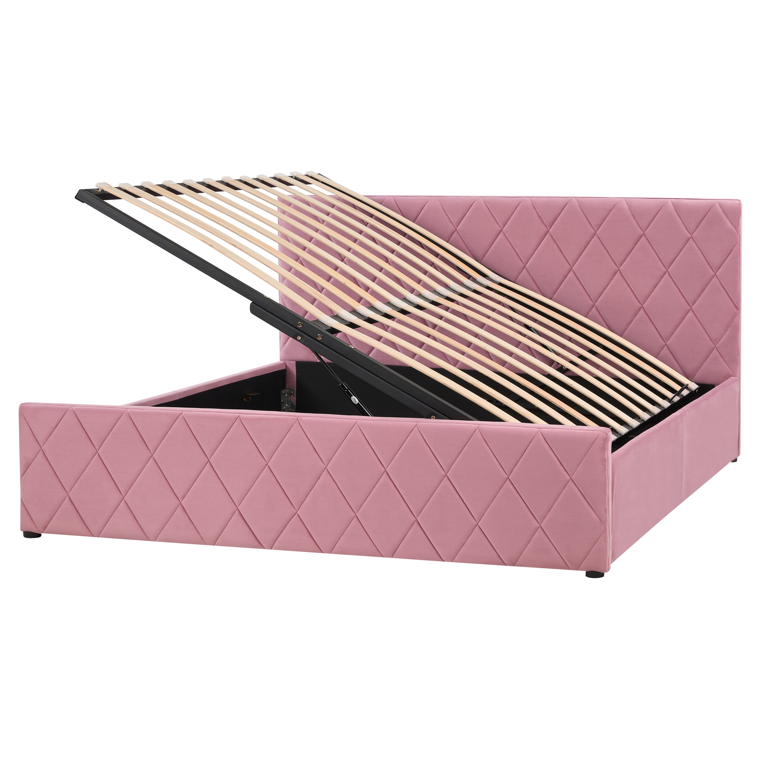 Sänky säilytystilalla sametti ROCHEFORT 160 x 200 cm Vaaleanpunainen