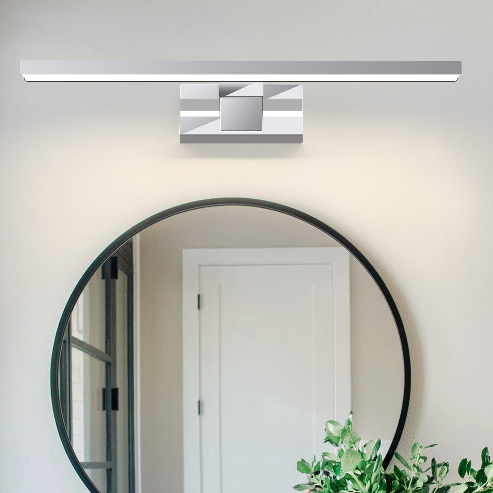 NETTLIFE LED - peiliseinävalaisin, 6W, 30CM Vedenpitävä, IP44 Kromi, moderni, neutraali Valkoinen, 4000K