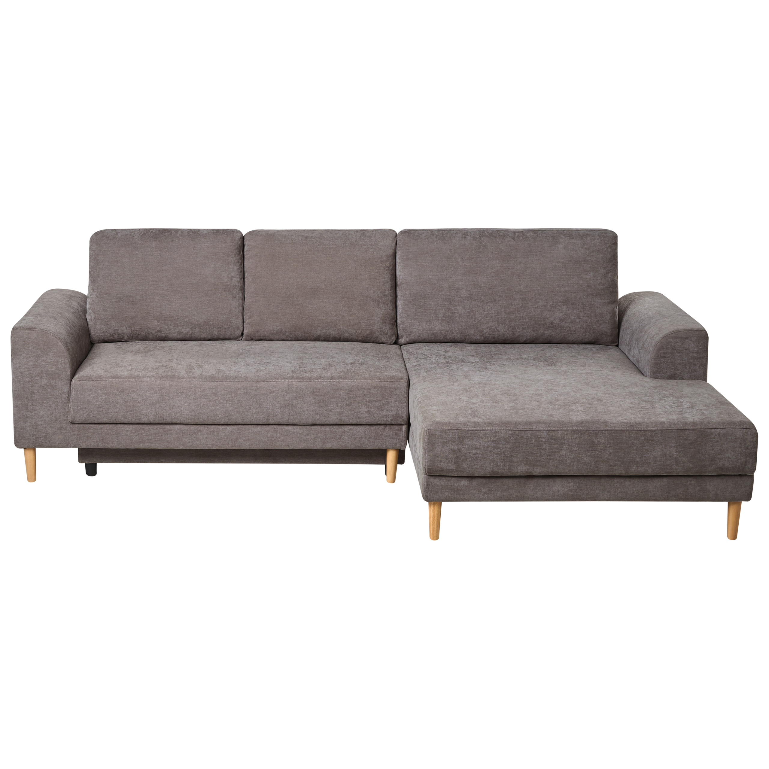 Kulmavuodesohva 3-istuttava NUBORG chenille Ruskeanharmaa säilytystila Vasen