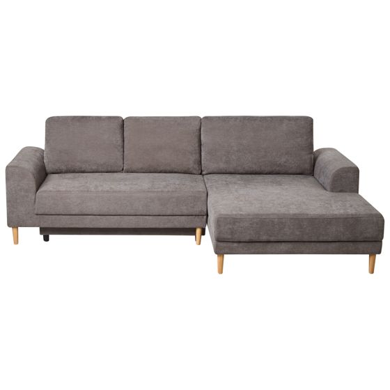 Kulmavuodesohva 3-istuttava NUBORG chenille Ruskeanharmaa säilytystila Vasen