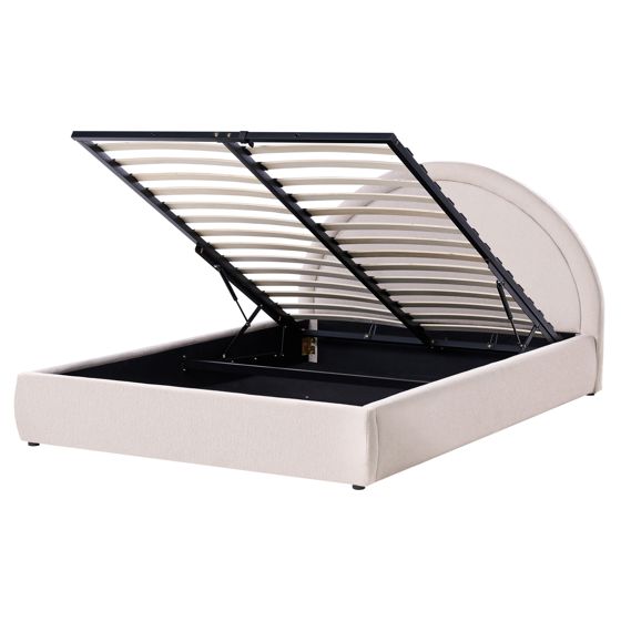 Sänky säilytystilalla kangas MOUZON 160 x 200 cm Vaaleanbeige