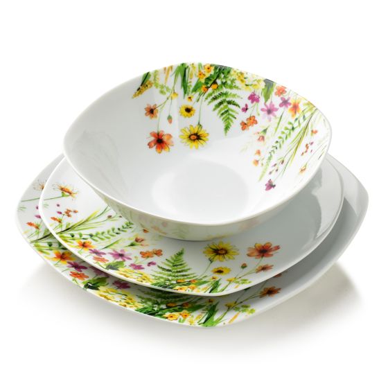 Ruokailuastiasto posliini AFFEKDESIGN LEA GELB 22 cm valkoinen 18 osaa