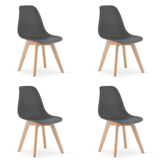 OSKAR KITO, tuoli, tummanharmaa, luonnonväriset jalat (4 kpl)