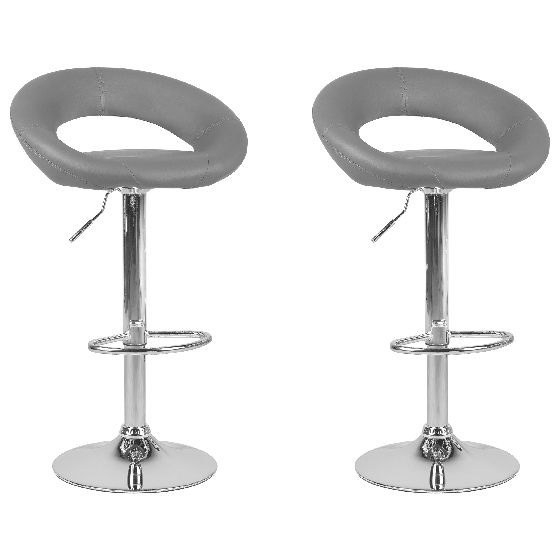 Baarituolisetti 2 kpl PEORIA keinonahka pyörivä Harmaa