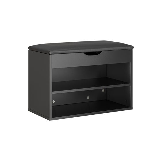 Kengäkaappi istuimella musta 60.0x30.0x43.0 cm FSR25-SCH