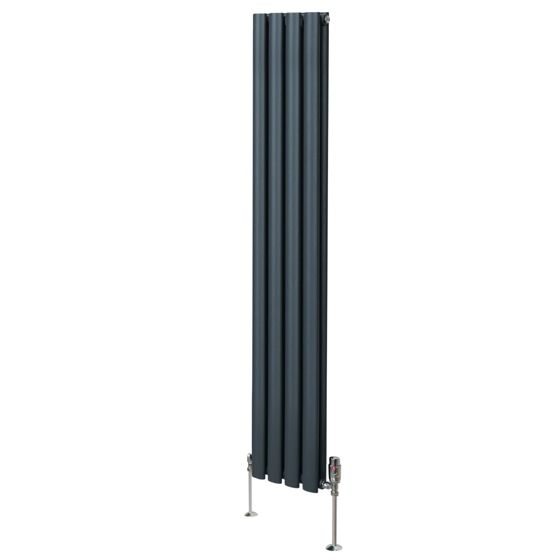 Soikea pylväspatteri ja venttiilit - 1600 mm x 240 mm – Antrasiitinharmaa