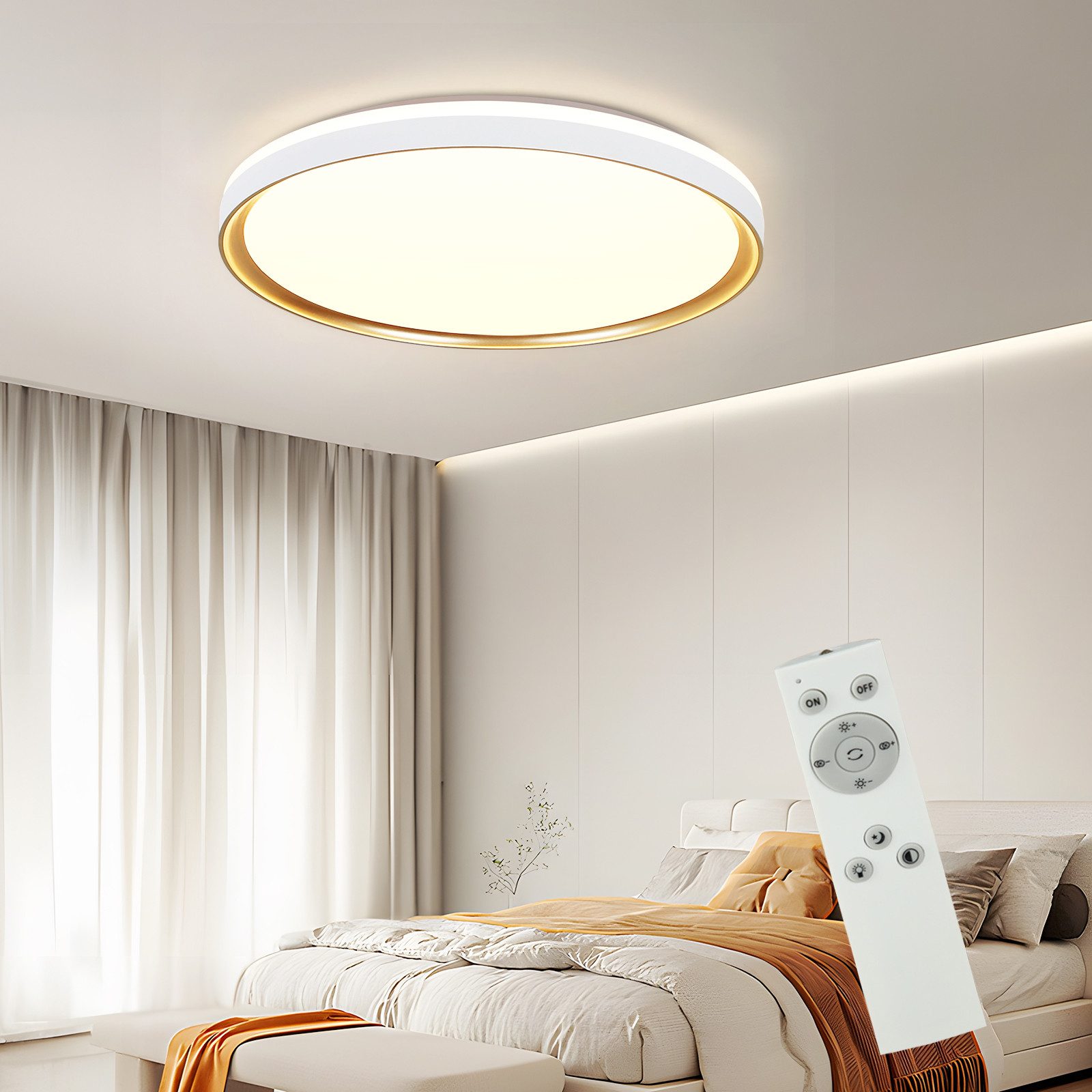 NETTLIFE LED - kattovalaisin, 18W 30cm, makuuhuoneeseen himmennettäväKaukosäätimelläKeittiö, moderni pyöreäKeittiövalaisin olohuoneeseen