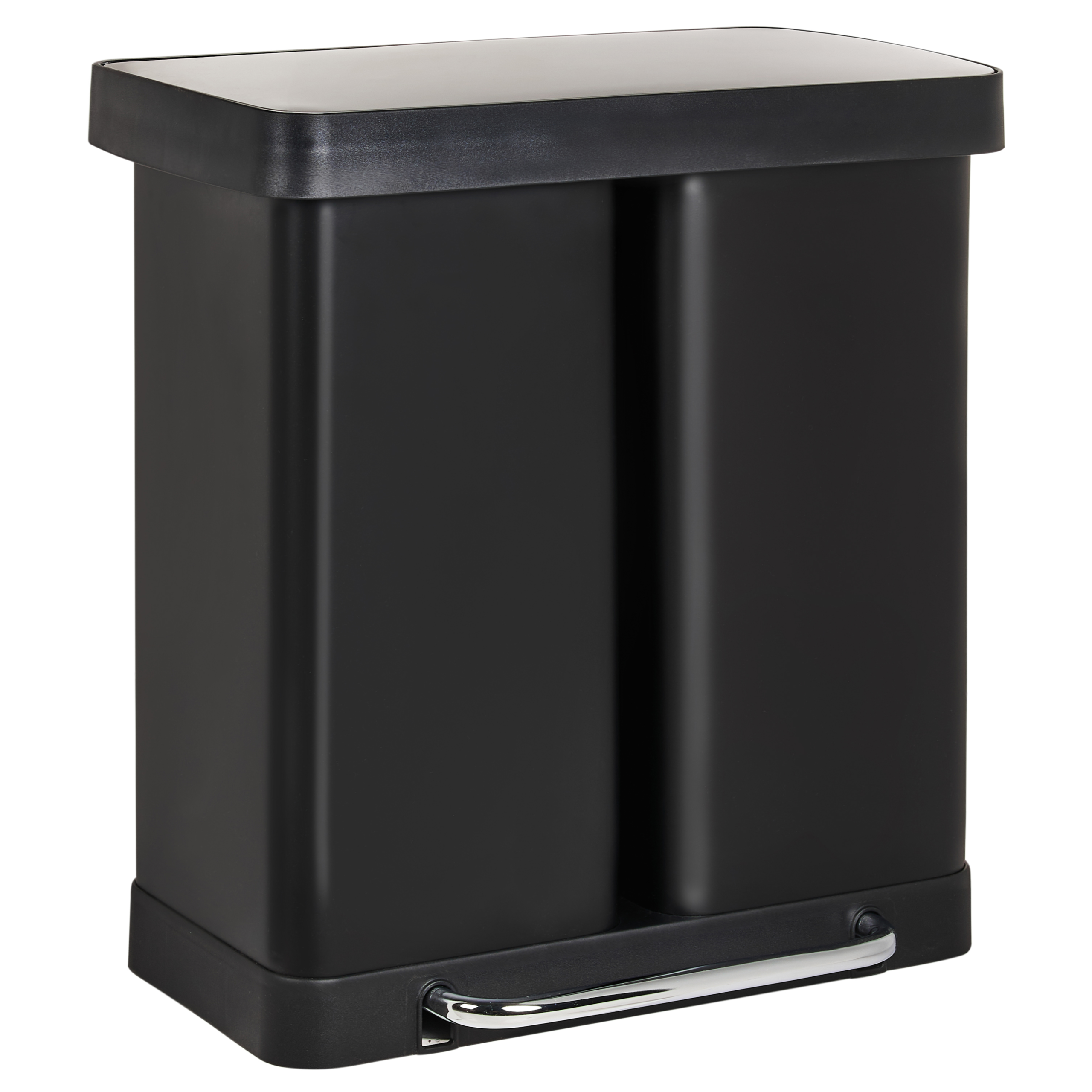 Kaksiosainen poljinroskakori 60 L ECOSORT metalli Musta