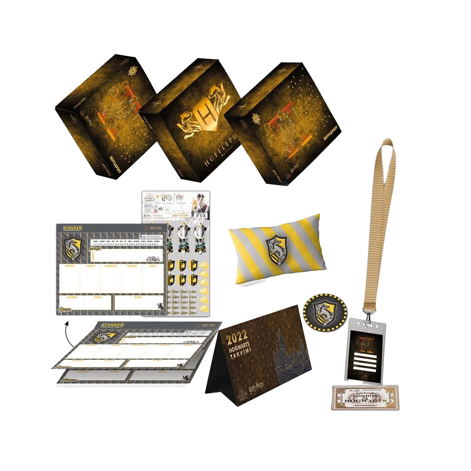 Harry Potter – lahjasetti – Hufflepuff – kartonki, metalli, paperi, polyesteri, Monivärinen