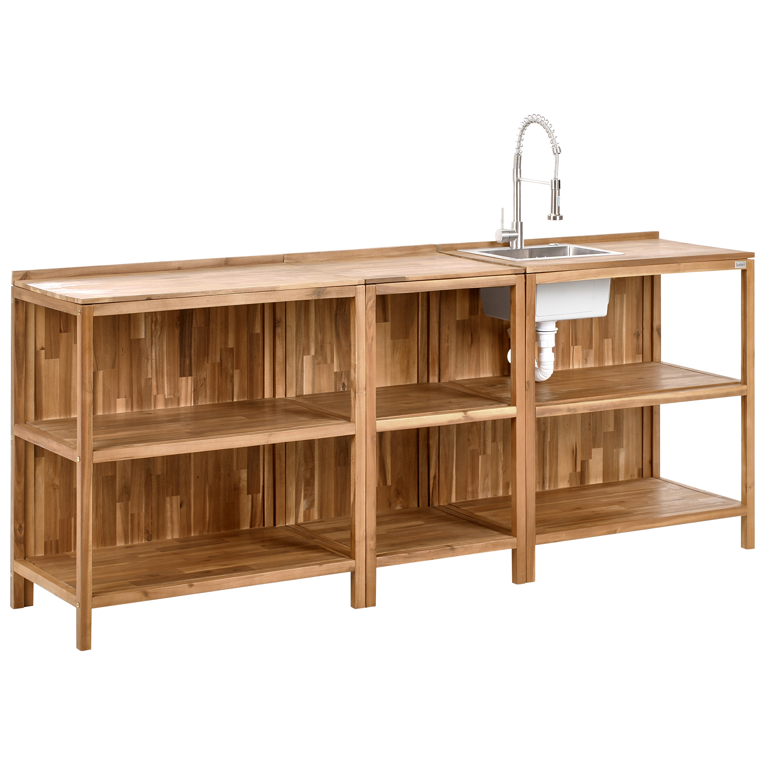 Ulkokeittiösetti pesualtaalla 3 osaa VENOSA akaasia Ruskea