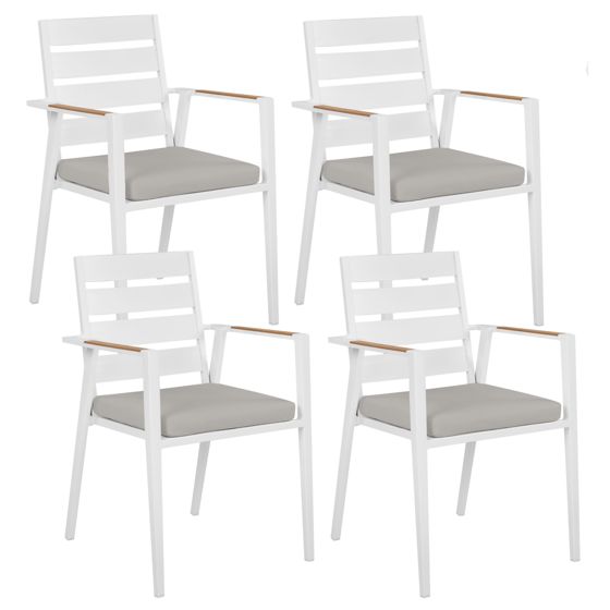 Puutarhatuolisetti pehmusteilla 4 kpl TAVIANO metalli Harmaa