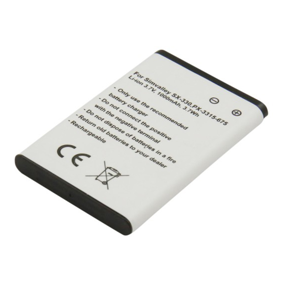 Akku Simvalley SX-330 Li-ion PX-3315-675 3.7V 1000mAh 3.7Wh