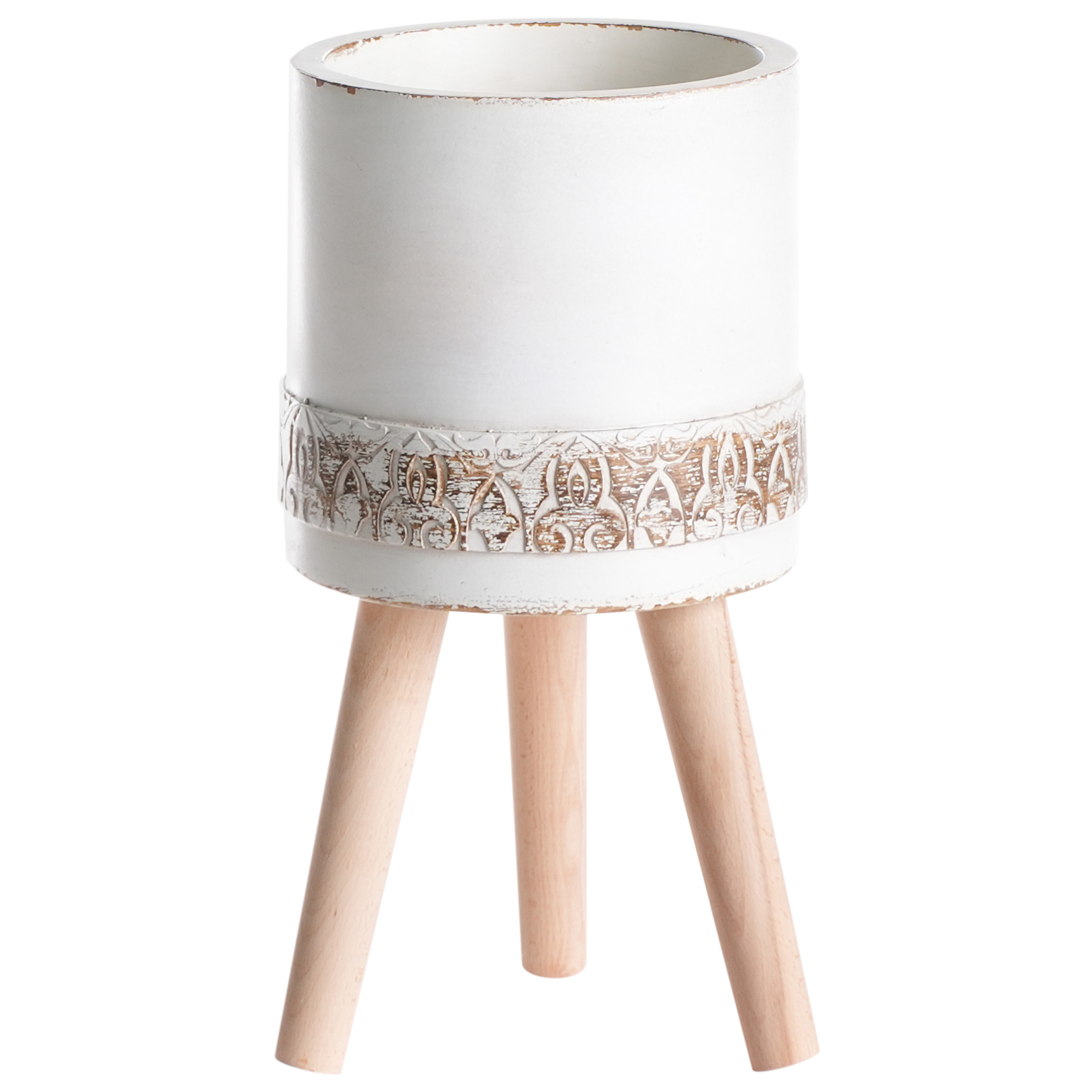 Korotettu kukkaruukku SKIATOS 22 cm Luonnonvalkoinen