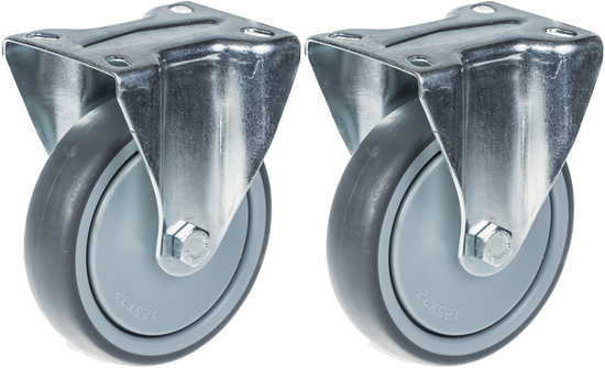 125 mm:n (5 tuuman) pyörä, harmaa kumirengas, kiinteä, kestää 260 kg:n kuormituksen, 2 kpl:n sarja