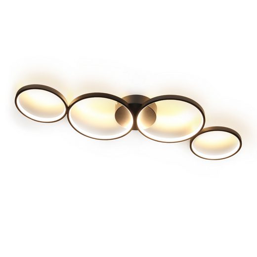 NETTLIFE himmennettävä LED-kattovalaisin 100 cm 4 rengasta moderni 56 W musta kattovalaisin kaukosäätimellä