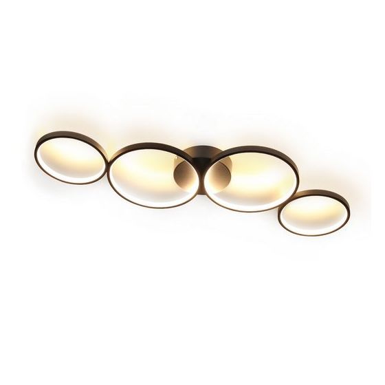 NETTLIFE himmennettävä LED-kattovalaisin 100 cm 4 rengasta moderni 56 W musta kattovalaisin kaukosäätimellä