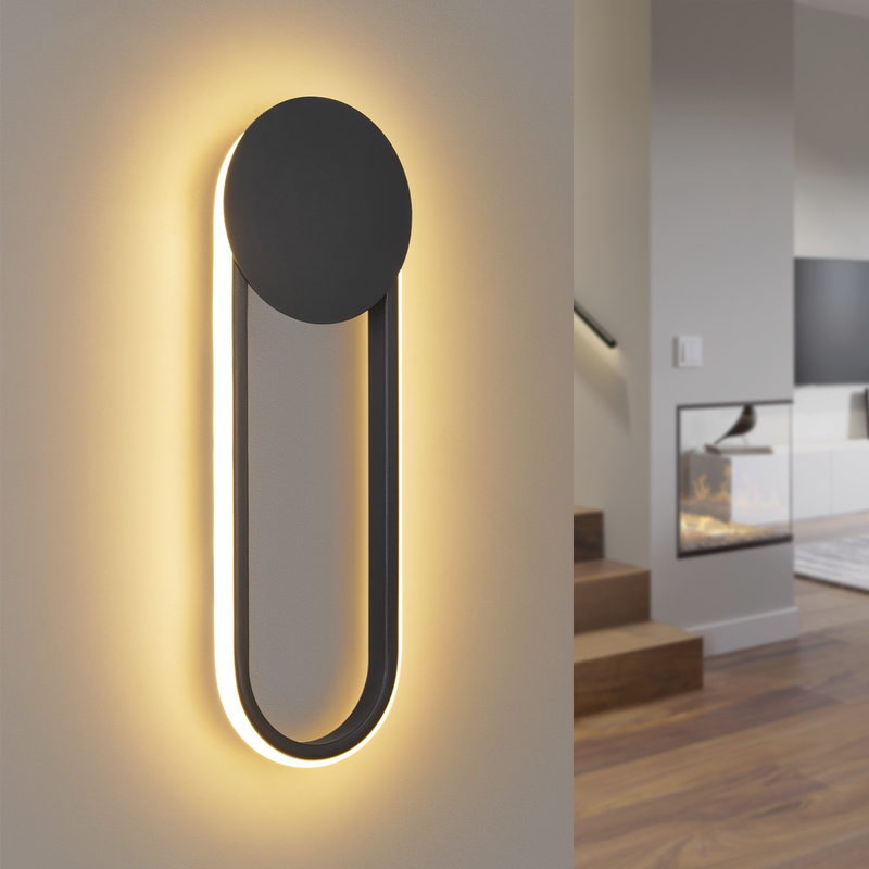 NETTLIFE Sisä-LED-seinävalaisin - 12 W Porrasvalaisin 41 cm Musta Moderni Eteisvalaisin 3000 K