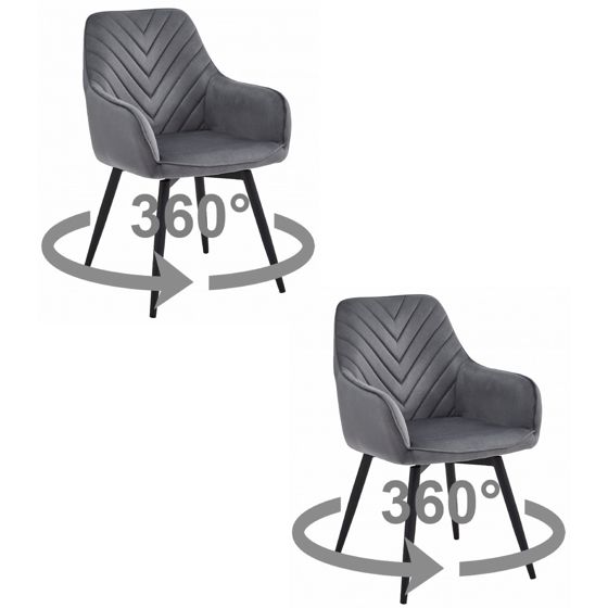 NANA360-tuoli, tummanharmaa sametti, mustat jalat (2 kpl)