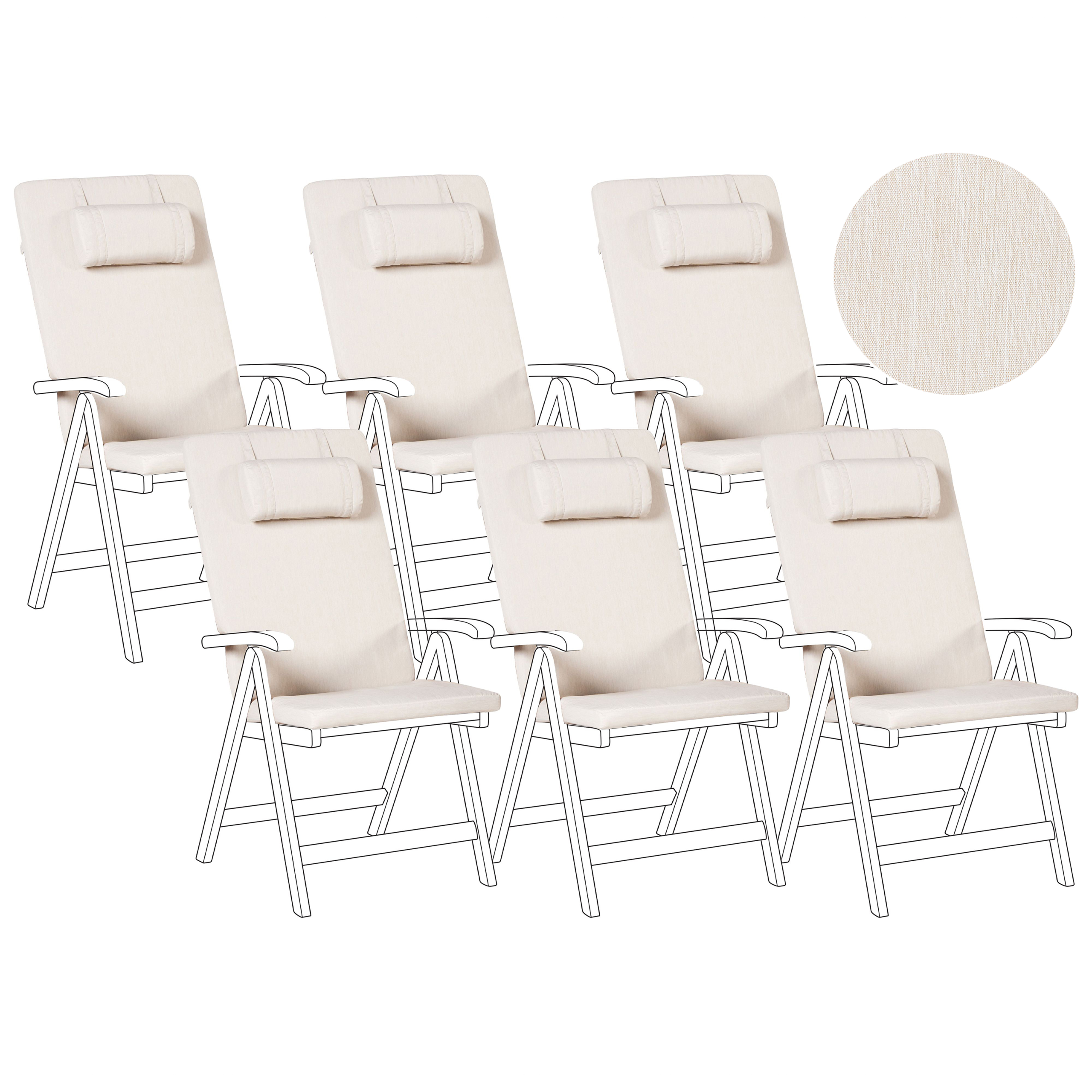 Selkä-/istuintyynysetti 6 kpl JAVA/AMANTEA PREMIUM 50 x 71 cm Vaaleanbeige