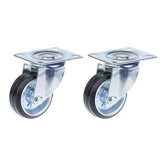 80mm 3" mustat kumiset kääntyvät pyörät ylälevyllä 70kg - 2 kpl:n sarja