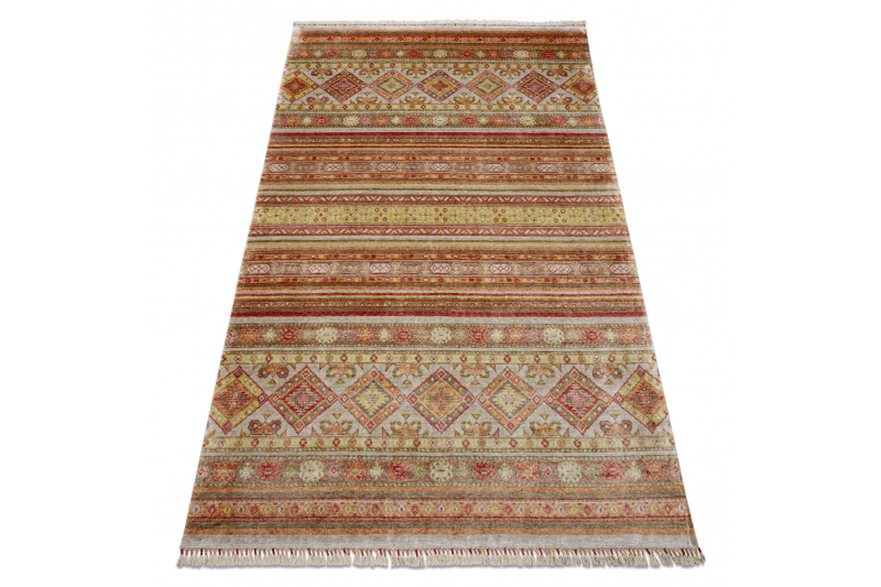 HERIZ A0986B matto Oriental beige / viininpunainen - bambulanka, ylellinen, tyylikäs 170x240 cm