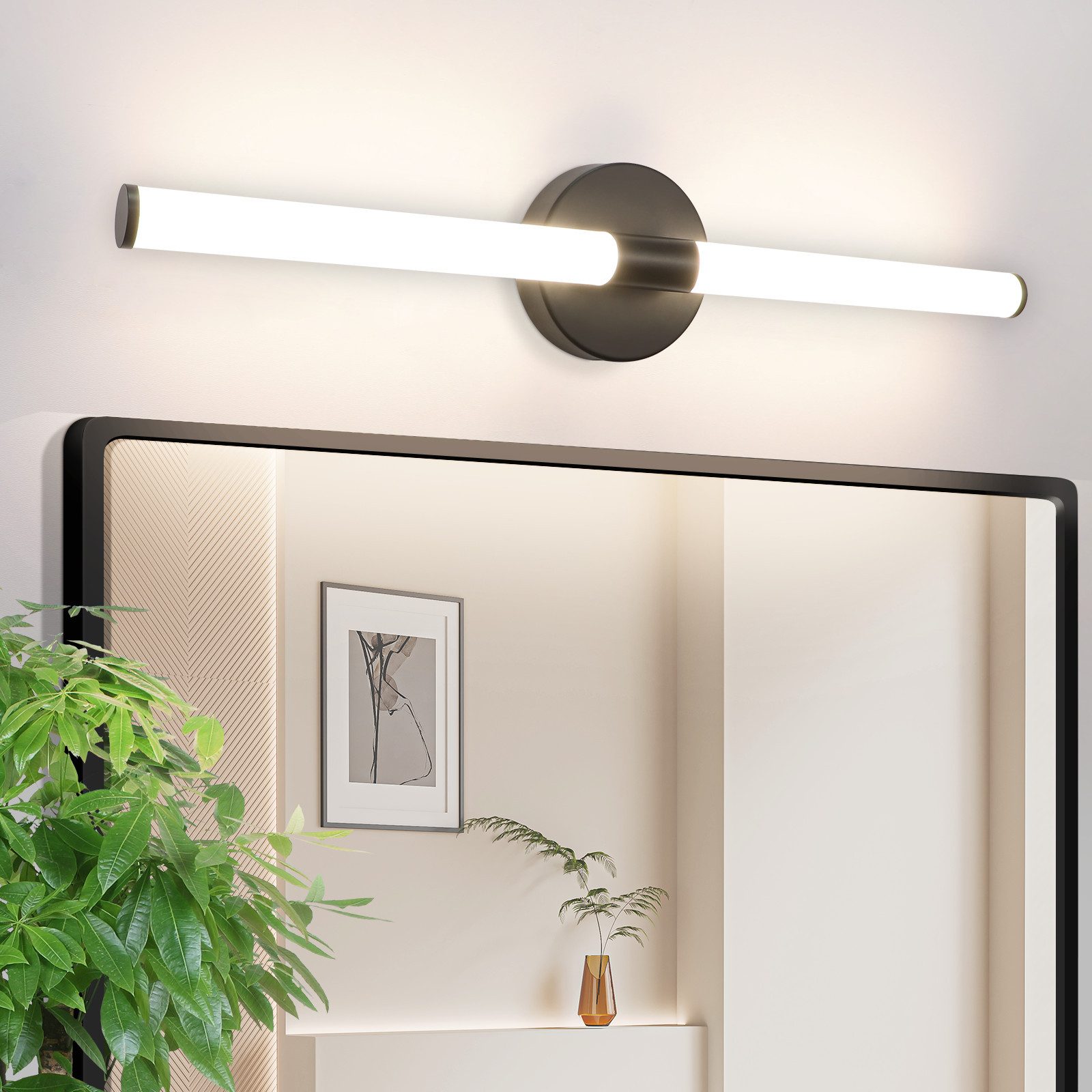 NETTLIFE LED-kylpyhuoneen seinävalaisin 60 cm, 8 W, musta, 4000 K, IP44