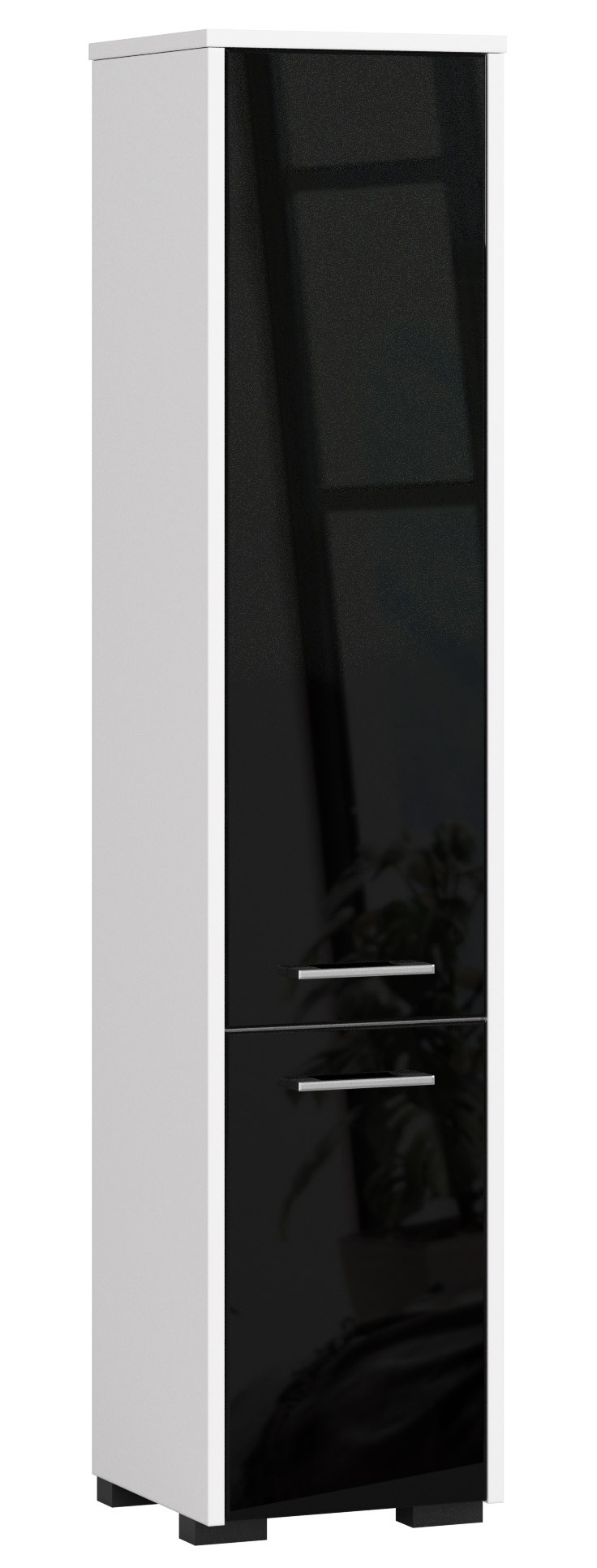 Akord Kylpyhuoneen Kolonni 2 Ovet Valkoinen/Musta Korkeakiilto 30x30x140