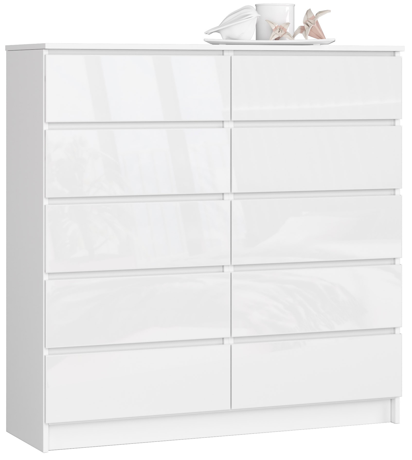 Akord Lipasto 10 Laatikkoa Valkoinen Korkeakiilto 120x40x121