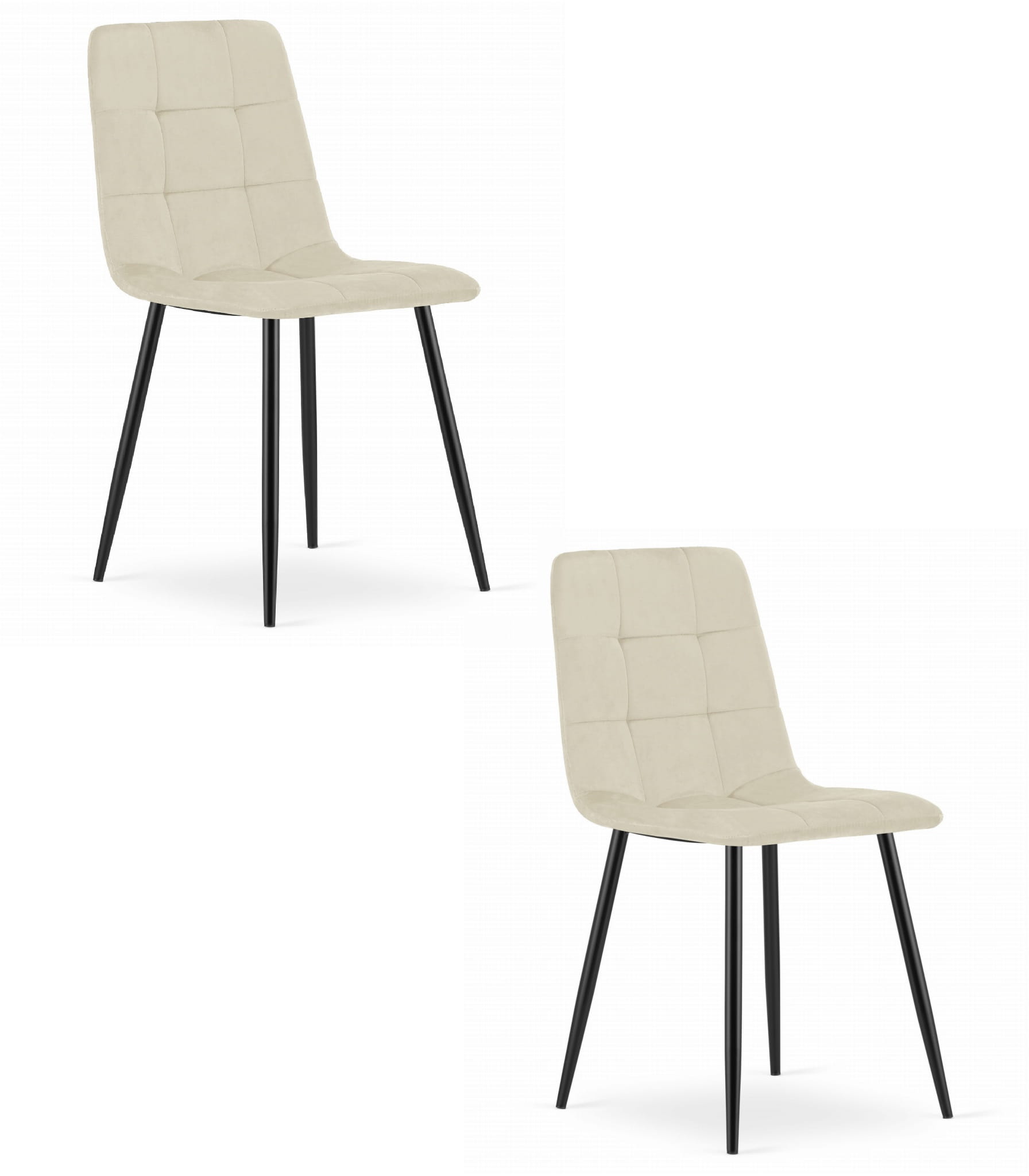 KARA-tuoli, vaalea beige sametti, mustat jalat (2 kpl)