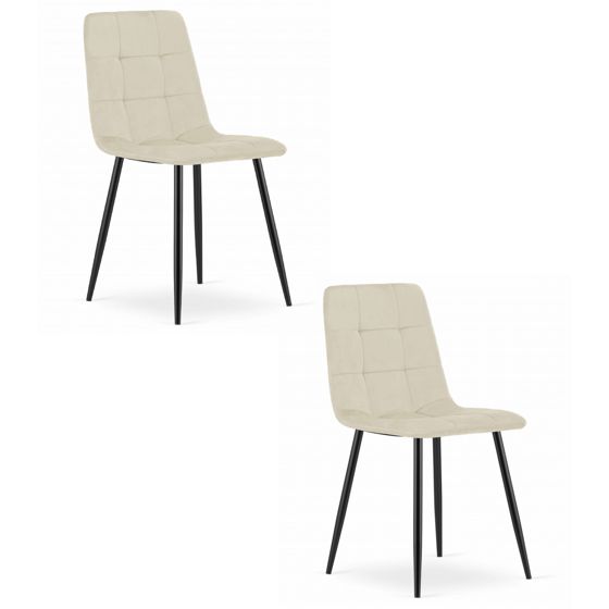 KARA-tuoli, vaalea beige sametti, mustat jalat (2 kpl)