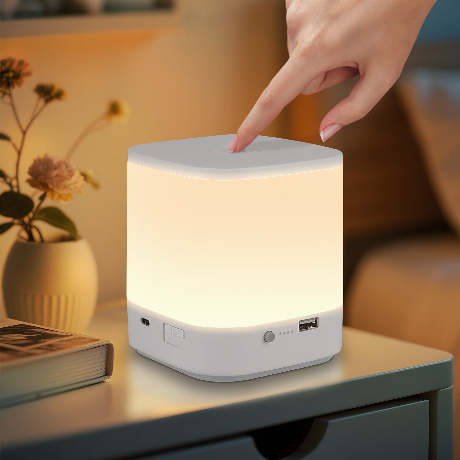 NETTLIFE LED-pöytävalaisinsetti 1800mAh ladattavalla akulla, 3000-6500K USB-kosketushimmentin 3 värilämpötilalla