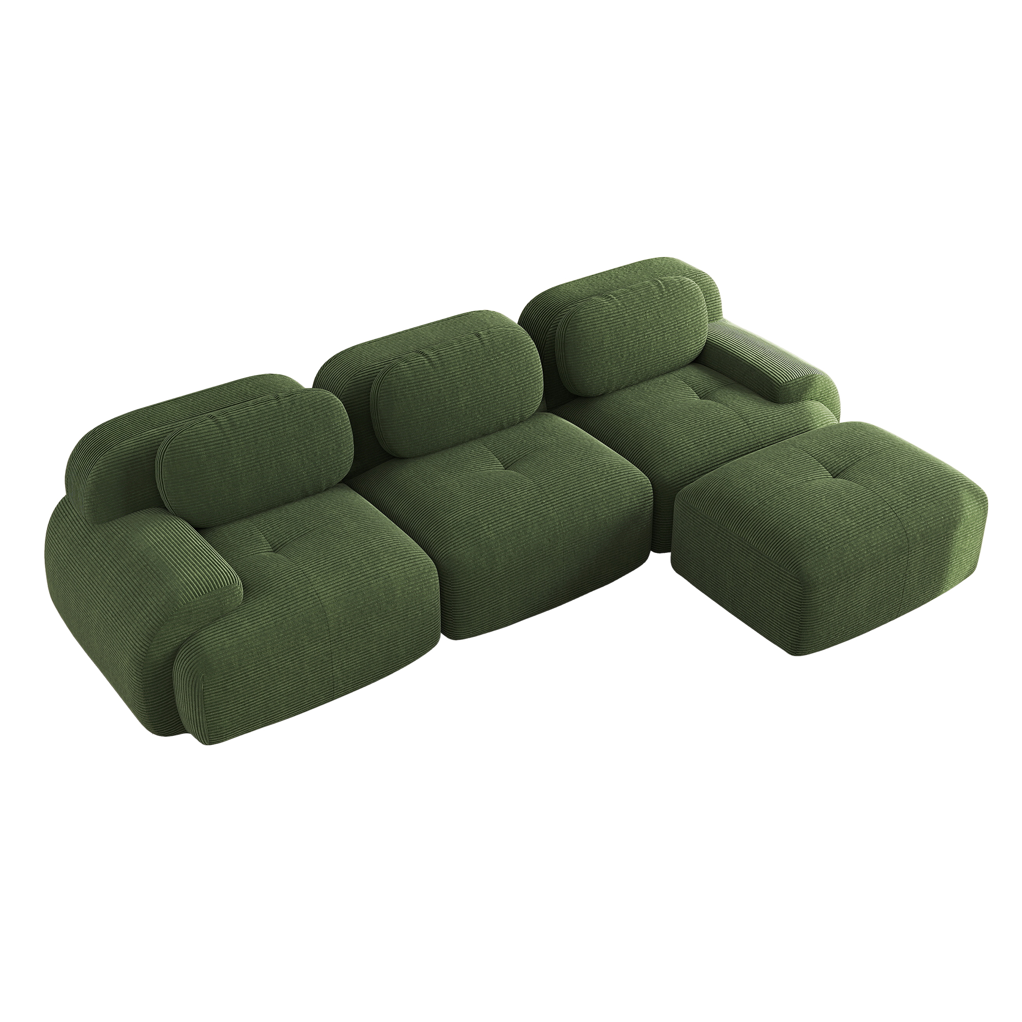 moduulisohva 4-paikkainen vihreä korduaanipohjainen skandinaavinen säädettävä sohva
